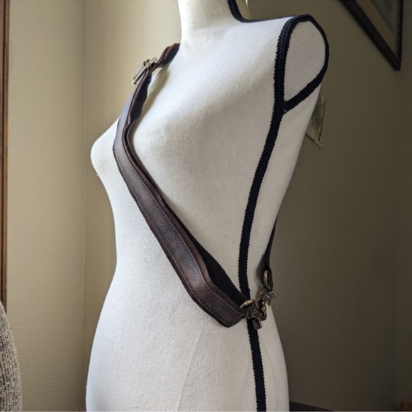 Dark Brown Leather Canvas Replacement Crossbody Messenger Adjustable Strap - Picture 5 of 11